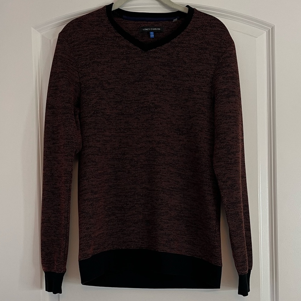 Vince Camuto Slim Fit Melange Long Sleeve V-Neck